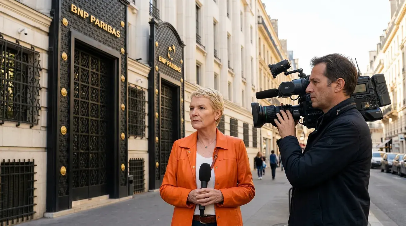 Lucet avec cadreur devant l'entrée BNP. Fichier